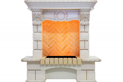 Портал для электрокамина DIMPLEX Pierre Luxe угл. (Cassete 600) шампань, слоновая кость с патиной