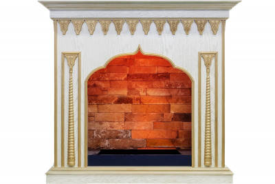 Портал для электрокамина DIMPLEX Abu-Dabi (Cassette 600), белый дуб с золотой патиной