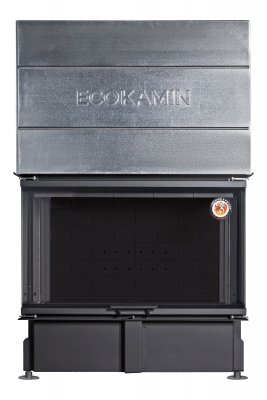 Каминная топка Экокамин ДЕЛЬТА 1000PВ три стекла принтинг подовое горение черный шамот