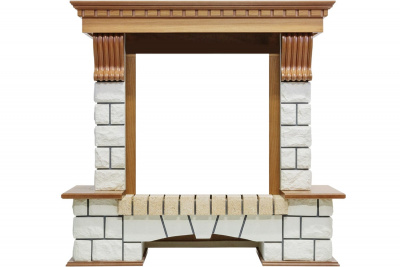 Портал для электрокамина DIMPLEX Pierre Luxe (Ganon) камень белый, дуб