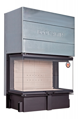 Каминная топка Экокамин ДЕЛЬТА 1000P три стекла принтинг подовое горение