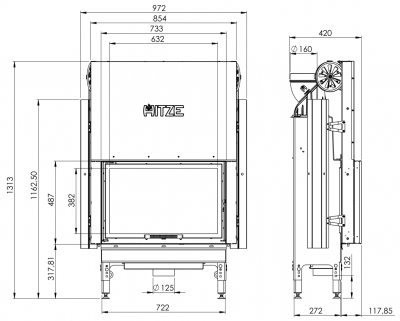 Каминная топка Hitze HST68х43G