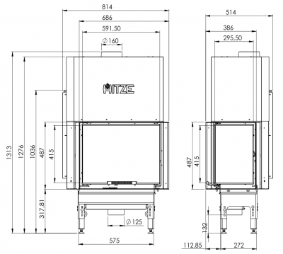 Каминная топка Hitze HST59x43RG