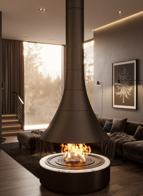 Печь Virtu Центральный 808-1D, подвесной и открытая топка