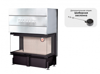 Каминная топка Экокамин Дельта 1000К три стекла