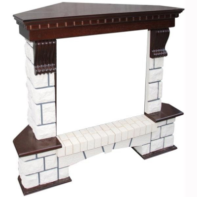 Портал для электрокамина DIMPLEX Pierre Luxe угл. универ-й (Sym 2608) камень белый, темный дуб