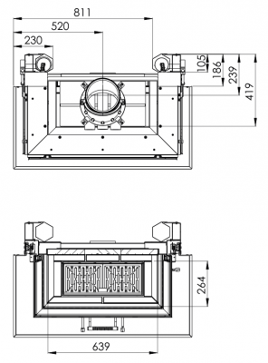 Каминная топка Hitze Корпус BOX-TRI80x35x53.G-B/BG/W