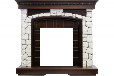 Портал для электрокамина DIMPLEX Glasgow (классика), камень белый, темный дуб