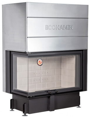Каминная топка Экокамин ДЕЛЬТА 1000LР  два стекла левая принтинг подовое горение