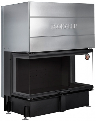 Каминная топка Экокамин ДЕЛЬТА 1200РB три стекла принтинг подовое горение черный шамот