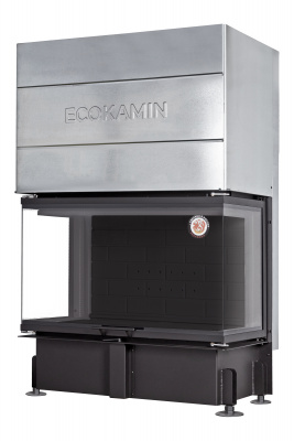 Каминная топка Экокамин ДЕЛЬТА 1000PВ три стекла принтинг подовое горение черный шамот