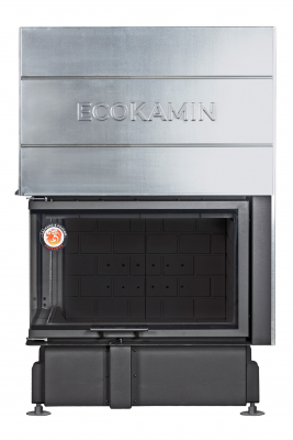 Каминная топка Экокамин ДЕЛЬТА 800LРВ  два стекла левая принтинг подовое горение черный шамот